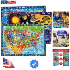 100 Piece Puzzles for Kids Ages 4-6 - 3 Jigsaw Kids Puzzles Ages 6-8 - Learni...