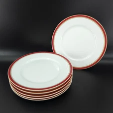 Raynaud Limoges Ceralene Diplomat Salad Plate Red White Gold 7 5/8" Set 6 FLAW