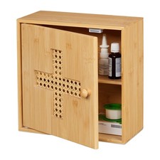 Armadietto Pronto Soccorso Medicinali Cassetta Farmaci Bambù HLP: 28x28x16 cm