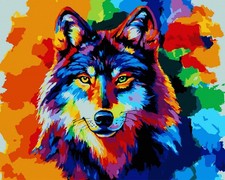 Wolf DIY Paint By Numbers Kit For Kids Beginner Animal Canvas Wall Art Decor