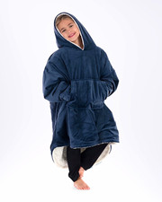 The Comfy Kids Sherpa Lined Hooded Wearable Blanket Hoodie Blue One Size