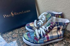 Polo Ralph Lauren Navy Patchwork Brisbane Shoes Size 1 1/2 Children, Gradeschool