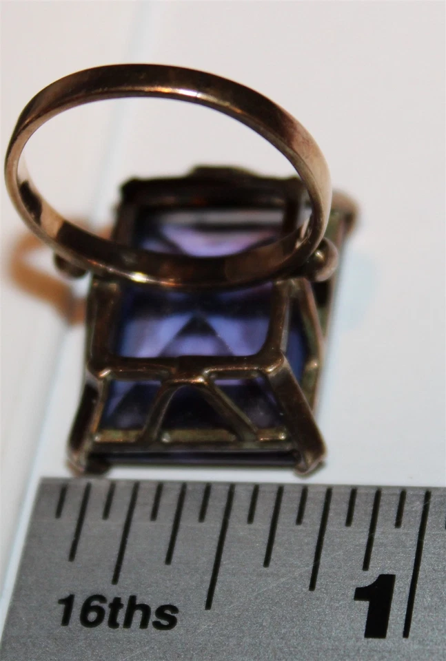 Solid 14K yellow gold large purple gemstone tests as Sapphire size 8 Lot#310 - Image 4 of 4