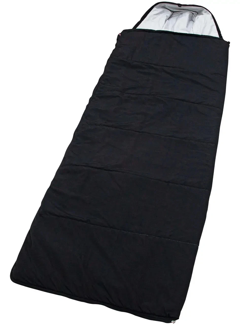 Sleeping bag blanket BLACK with hood and cover 210*75 cm