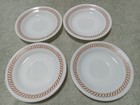Vtg Pyrex Tableware By Corning  Milk Glass Cup & Saucer 8 Piece Set Copper Scrol — photo 4