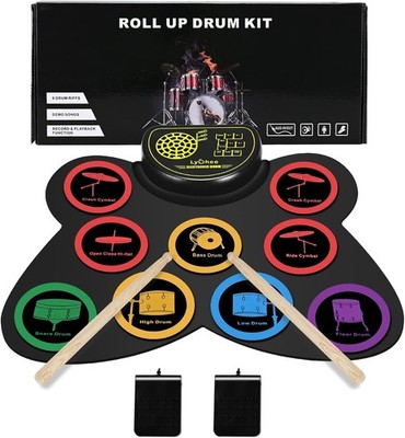 Lychee elektronisches Schlagzeug Set faltbar 9 Pads Roll-Up Stereo Kit eingebauter Lautsprecher