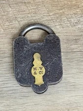 Vintage Antique Old Mallory Wheeler M.W. & Co. Padlock Lock No Key