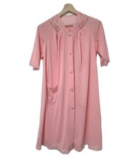 Vintage Shadowline Pink Nylon FLORAL LACE Wear NIGHT GOWN Size SMALL Lightweight