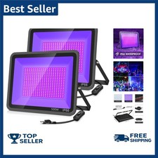 500W LED Black Light 2 Pack, Outdoor Waterproof UV Flood Light 395Nm-405Nm