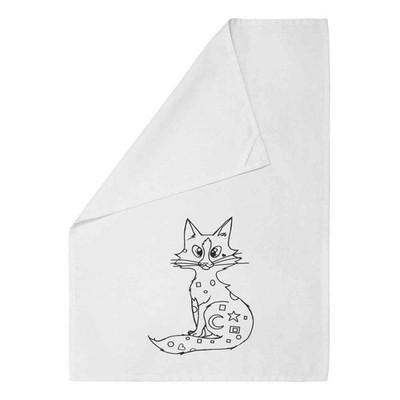 Geschirrtuch/Geschirrtuch ''Ungewöhnliches Kätzchen'' weiß Baumwolle (TW00076283)