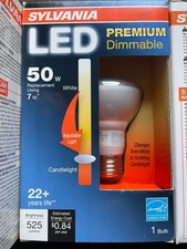 Sylvania premium dimmable lightbulb 50 W replacement 7w 525 L, 22 Year Life  
