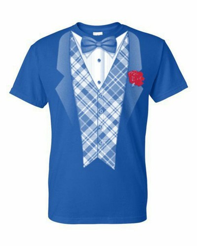 T-Shirt -FORMAL TUX PLAID BLACK TIE HUMOR WEDDING / NOVELTY / FUNNY Adult DryBle - Picture 17 of 30