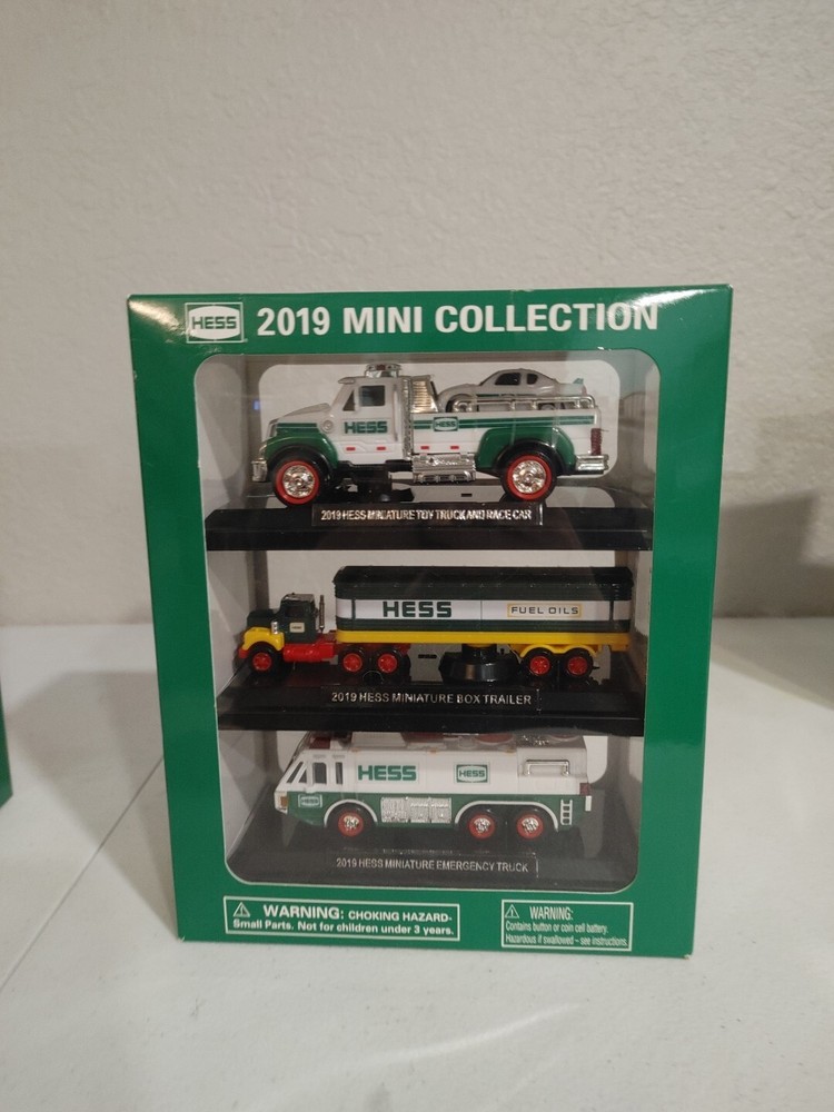 Hess 2019 Mini Collection - Toy Truck and Race Car, Box Trailer, Emergency Truck