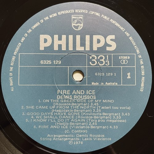 Demis Roussos Fire And Ice Vinyl Record 12” 33 RPM 6325 129 Philips 1976 - Picture 8 of 24
