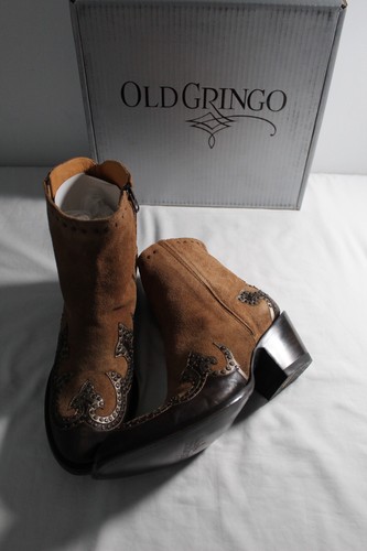 NWB Old Gringo Clarita Studded Bootie Western Cowboy Chocolate Gold Boots 10 - Picture 3 of 8