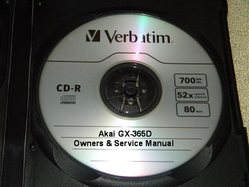 AKAI GX-365D OWNERS & SERVICE MANUAL ON A CD IN A HARD CASE FREE 1 DAY SHIPPING - Picture 1 of 1