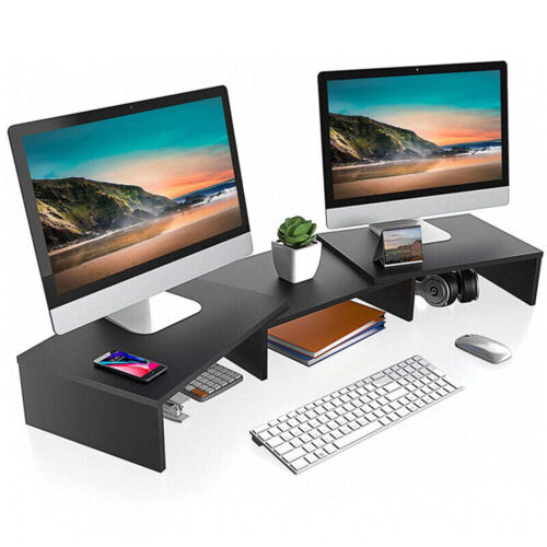 Dual Monitor Stand Riser 2 Monitor Desktop Organizer Adjustable Angle And Length - Picture 8 of 12