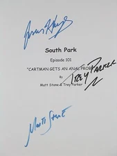 South Park Signed TV Script Anal Probe TREY PARKER MATT STONE ISAAC HAYES reprnt