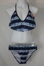 NEW Womens 2 piece Bikini Swimsuit Set Size Large Blue Ladies Bathing Suit Pool