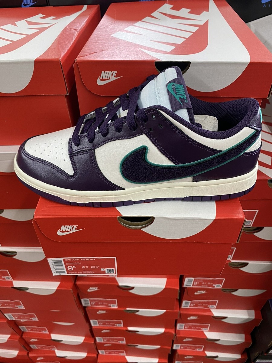 Mens Size 10 Nike Dunk Low Chenille Swoosh - Grand Purple  display picture 3