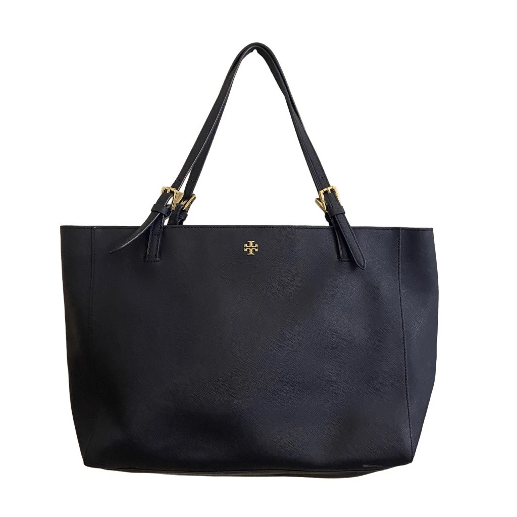 Tory Burch 'York' Small Leather Buckle Tote in Gray