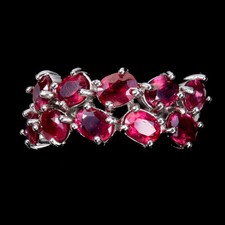 925 Sterling Silver Ring Oval Ruby Natural Gemstone Jewelry Size 7 Gift