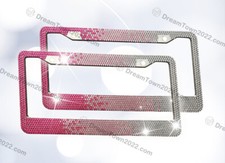2x Bling License Plate Frame Silver Glitter Crystal Sparkling Gradient Color 2x Bling License Plate Frame Silver Glitter Crystal Sparkling Gradient Color