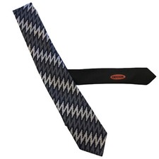 Missoni Cravatta Uomo Slim 7cm Seta 100% Nero Grigio Cravattino Zig-zag 8082