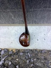 Antique Hickory Wood Shaft AG Spalding Duncan Patent Inserted Brassie Golf Club