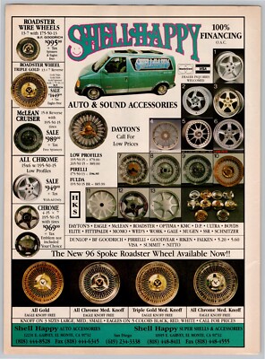 1992 Shell Happy Auto Accessories El Monte VTG Lowrider Magazine Print Ad 8x11''