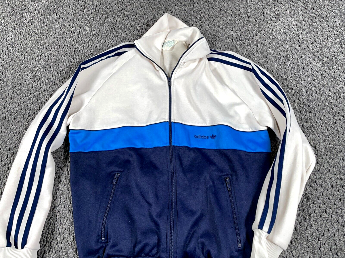 VTG 80s adidas Zip Track Jacket Adult Medium (Large Tag) White