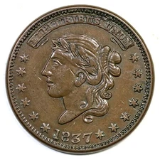 1837 Low-28 NOT ONE CENT FOR TRIBUTE Hard Times Token