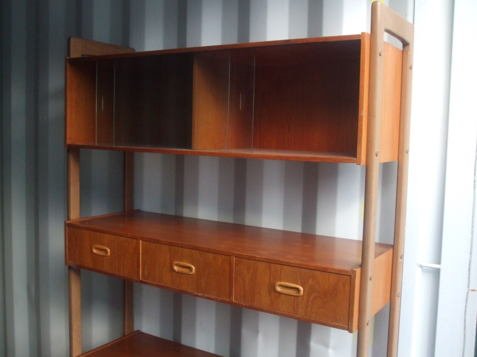 Vintage Danish teak room divider, wall unit, bookcase, sideboard, 1960s