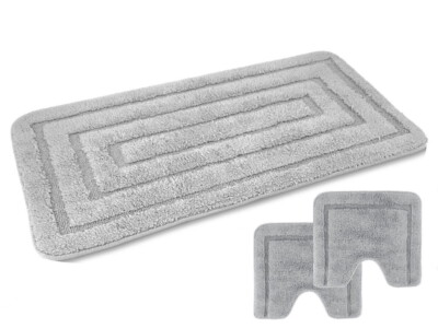 A.Monamour Set Tappeti Bagno 3 Pezzi Completo Retro Blu Pavimento In Legno Rete Da Pesca Conchiglie Stelle Marine Nautiche Antiscivolo Morbidi Assorbente Lavabile Tappetini per Il Bagno WC Bidet