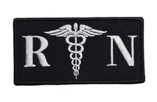 Registered Nurse Caduceus Embroidered Medical Name Tag Iron on Patch