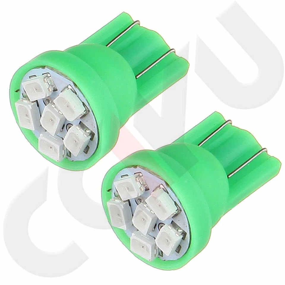 6x T10 Verde PC194 LED Bombilla Panel de Instrumentos Cuadro Medidor Luz con Enchufe Giratorio Foto 2 de 4
