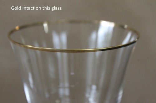 Set of 2 Sasaki Renaissance Gold Wine Glasses 7 1/8"h - Picture 3 of 3