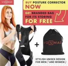 VOSMAE Unisex Comfortable Vest Posture Support Corrector Back - BLACK - MEDIUM 