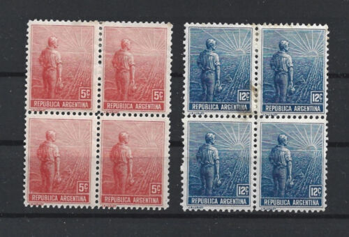 Argentina 1911 Farmers Labradores 5c,12c Big size d 11 3/4 Block of Four MH/MNH* - Picture 1 of 2