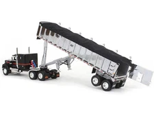 Mack Super-Liner with 60" Flat Top Sleeper and East End Dump Trailer Black 1/64