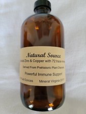 Natural Source Colloidal Zinc  Copper with 72 trace minerals - 16 oz bottle