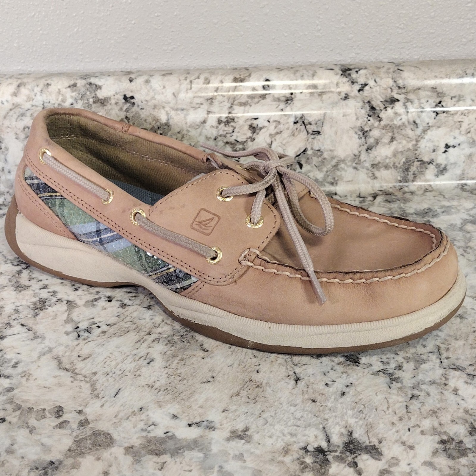 Plaid Sequin Boat Shoes 9776592 
