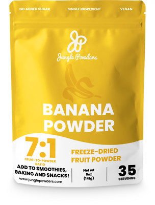 Jungle Powders Freeze Dried Banana Powder - 5oz/141g 100% Natural Fruit