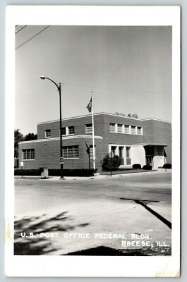 Breese Illinois~US Post Office~Federal Building~Drive Up Mail Box~1967 RPPC