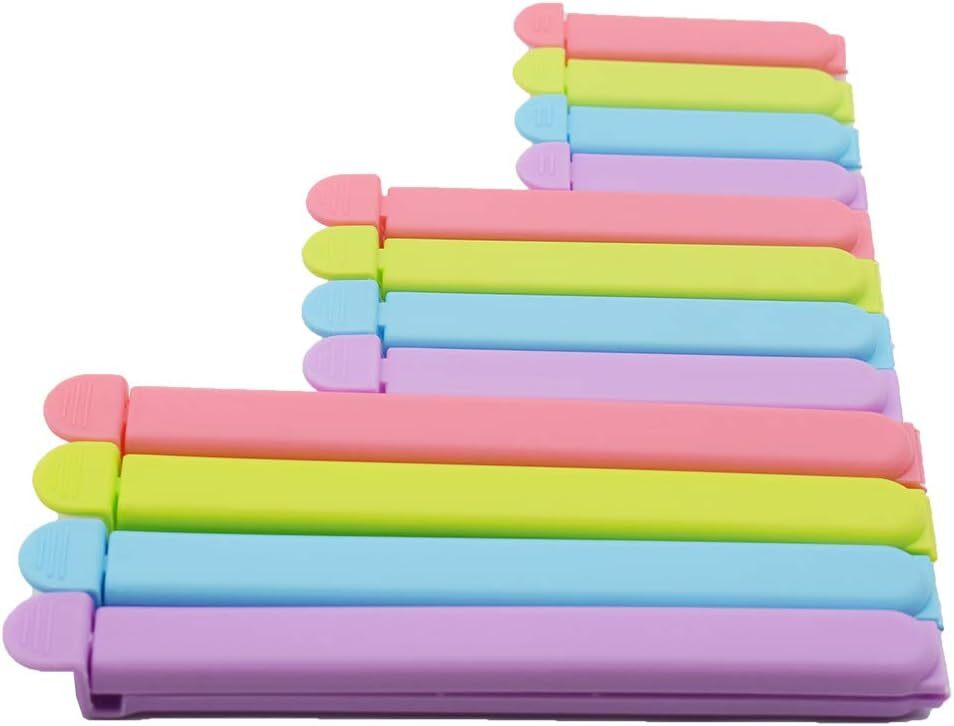 12 Sealing Clips for Food and Snack Bags (2.75 In, 4.33 In, 6.29 In)