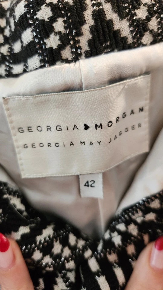 Pantalones Cortos Georgia May Jagger X Morgan De Toi Shona Espiga Negro Blanco EE. UU. Talla 10 Foto 3 de 4