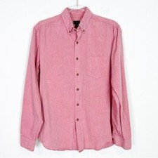 J. CREW RED LONG SLEEVE BUTTON FRONT OXFORD SHIRT MENS SZ MEDIUM