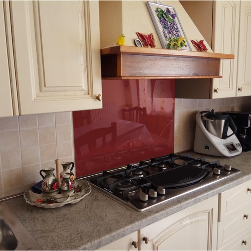 PARED TRASERA DE COCINA Protección contra salpicaduras Cocina Vidrio templado Morado Rojo Rojo - Imagen 2 de 3