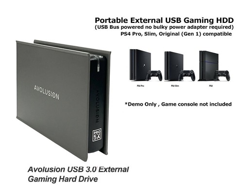 Avolusion Mini Pro-5X 3TB USB 3.0 Portable External Gaming PS4 Hard Drive (Grey) - Picture 2 of 7