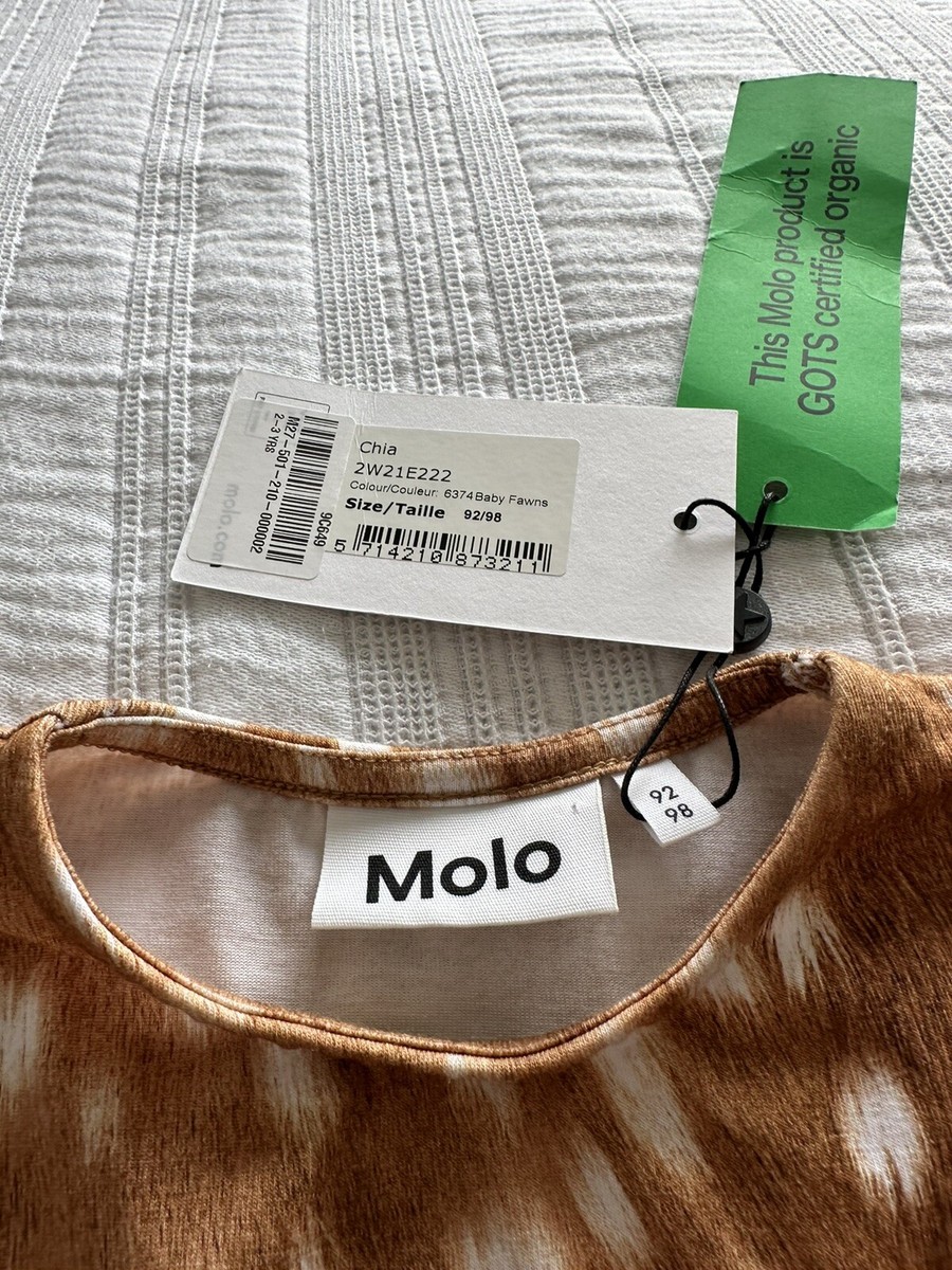 MOLO BNWT Brown Fawn Deer Print Dress Size 92/98 Age 2-3 Years